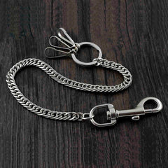 Solid Stainless Steel Leather Braided Long Wallet Chain Cool Punk Rock Biker Trucker Wallet Chain Trucker Wallet Chain for Men