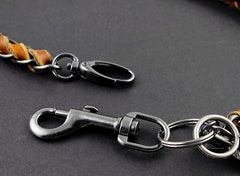 Solid Stainless Steel Leather Braided Long Wallet Chain Cool Punk Rock Biker Trucker Wallet Chain Trucker Wallet Chain for Men