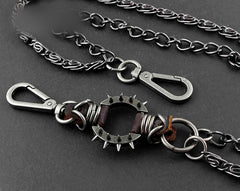 Solid Stainless Steel Leather Braided Long Wallet Chain Cool Punk Rock Biker Trucker Wallet Chain Trucker Wallet Chain for Men