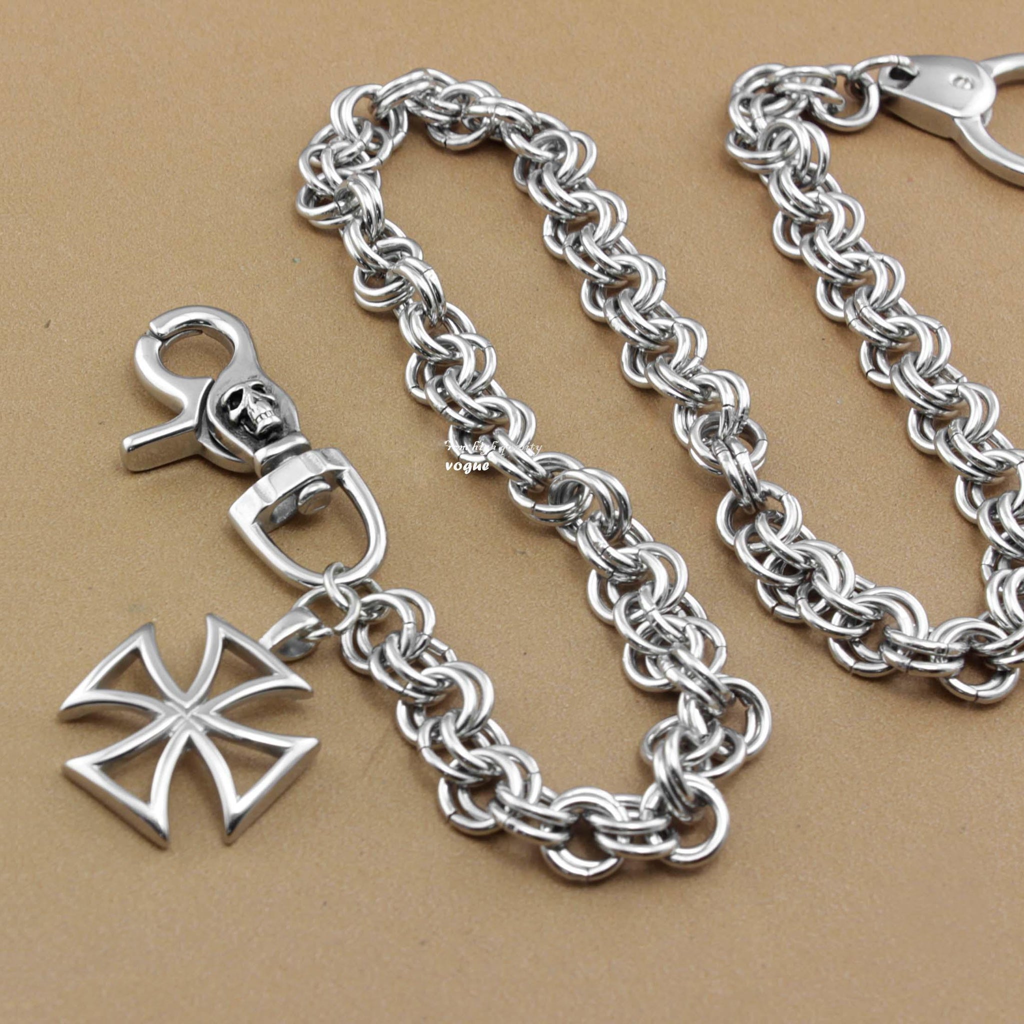 Solid Stainless Steel Long Cross Wallet Chain Cool Punk Rock Biker Trucker Wallet Chain Trucker Wallet Chain for Men