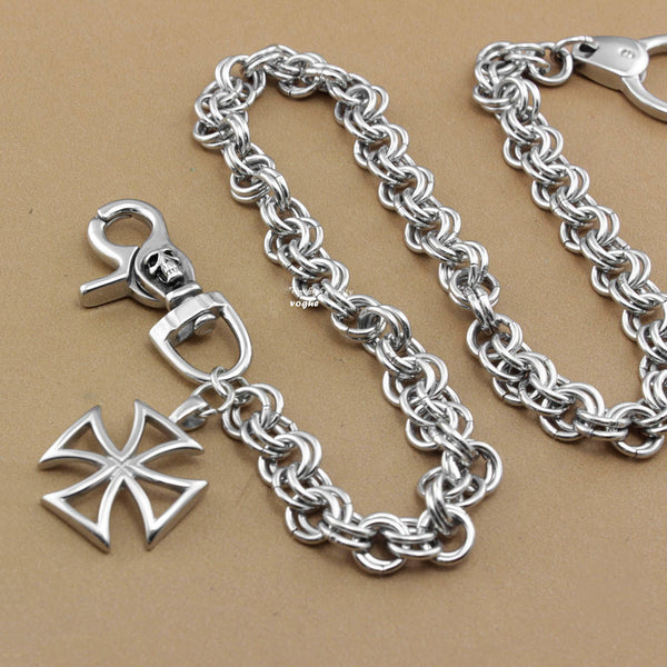 Solid Stainless Steel Long Cross Wallet Chain Cool Punk Rock Biker Trucker Wallet Chain Trucker Wallet Chain for Men - imessengerbags