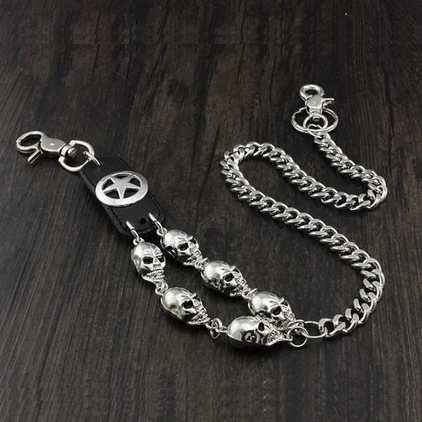 Solid Stainless Steel Long Skull Wallet Chain Cool Punk Rock Biker Trucker Wallet Chain Trucker Wallet Chain for Men - imessengerbags