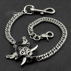 Solid Stainless Steel Pirate Skull Wallet Chain Cool Punk Rock Biker Trucker Wallet Chain Trucker Wallet Chain for Men