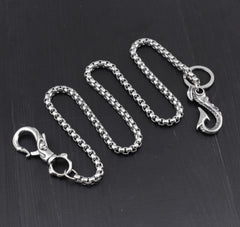Cool Stainless Steel Dragon Skull Hook Wallet Chain Silver Pants Chain Biker Chain For Men - imessengerbags