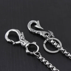 Cool Stainless Steel Dragon Skull Hook Wallet Chain Silver Pants Chain Biker Chain For Men - imessengerbags