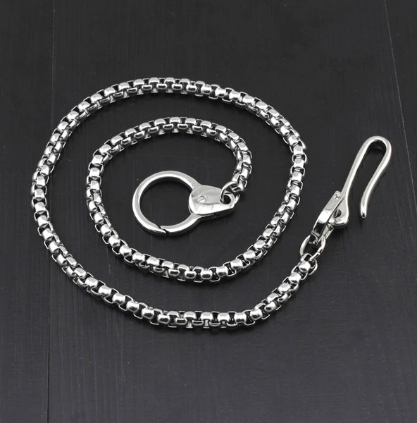 Cool Stainless Steel Mens Wallet Chain Silver Pants Chain Long Biker Wallet Chain For Men - imessengerbags