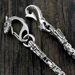 Cool Silver Dragon Stainless Steel Wallet CHain Long Biker Wallet CHain Jeans Chain Jean Chain For Men - imessengerbags