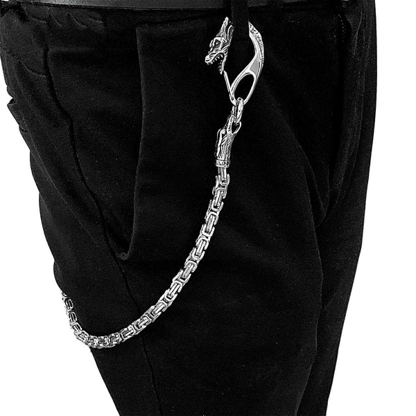 Cool Silver Dragon Stainless Steel Wallet CHain Long Biker Wallet CHain Jeans Chain Jean Chain For Men - imessengerbags
