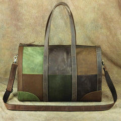 Vintage Green Leather Men's Weekender Bag Travel Bag Overnight Bag For Men