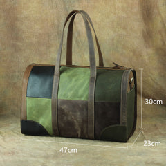 Vintage Green Leather Men's Weekender Bag Travel Bag Overnight Bag For Men