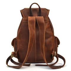 Vintage Leather Mens 14inch Laptop Backpack Travel Backpacks School Backpacks for Men - imessengerbags