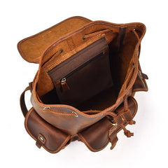 Vintage Leather Mens 14inch Laptop Backpack Travel Backpacks School Backpacks for Men - imessengerbags