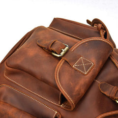 Vintage Leather Mens 14inch Laptop Backpack Travel Backpacks School Backpacks for Men - imessengerbags