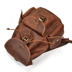 Vintage Leather Mens 14inch Laptop Backpack Travel Backpacks School Backpacks for Men - imessengerbags