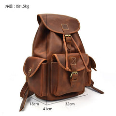 Vintage Leather Mens 14inch Laptop Backpack Travel Backpacks School Backpacks for Men - imessengerbags