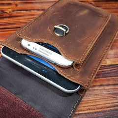 Vintage Brown Leather Men's Belt Pouch Cell Phone Holster Waist Bag For Men - imessengerbags