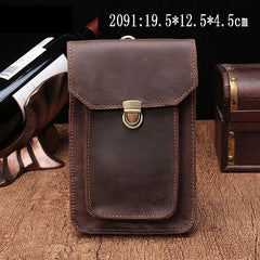 Vintage Brown Leather Men's Belt Pouch Cell Phone Holster Waist Bag For Men - imessengerbags