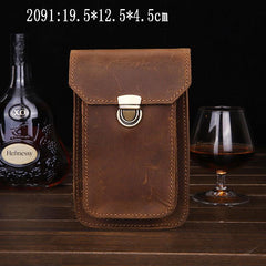 Vintage Brown Leather Men's Belt Pouch Cell Phone Holster Waist Bag For Men - imessengerbags