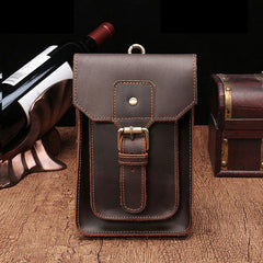 Vintage Brown Leather Men's Belt Pouch Cell Phone Holster Waist Bag For Men - imessengerbags