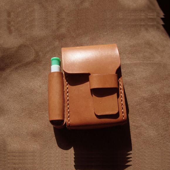 Cool Brown Leather Mens Cigarette Case with Lighter Holder Belt Loop for Men