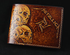 Handmade Leather Tooled Metallica Mens billfold Wallet Cool Leather Wallet Slim Wallet for Men - imessengerbags