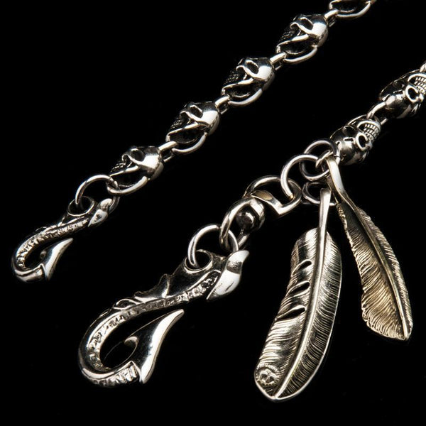 Brass Silver biker trucker Skulls Keychain wallet Chain for chain wallets biker wallet trucker wallet - imessengerbags