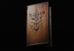Handmade Leather Tooled Diablo Mens Long Wallet Cool Leather Wallet Clutch Wallet for Men - imessengerbags