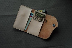 Handmade Leather Tooled Lily Flower Biker Mens Cool Car Key Wallet KeyChain for Men - imessengerbags