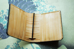 Handmade Leather Chinese Lion Tooled Mens billfold Wallet Cool Slim Wallet Biker Wallet for Men