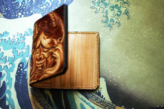 Handmade Leather Prajna Tooled Mens billfold Wallet Cool Slim Wallet Biker Wallet for Men