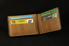 Handmade Leather Tooled Xiuhpohualli Calendar License Wallet Mens Card billfold Wallet Cool Leather Wallet Slim Wallet for Men - imessengerbags
