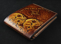 Handmade Leather Tooled Metallica Mens billfold Wallet Cool Leather Wallet Slim Wallet for Men - imessengerbags