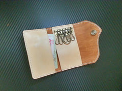 Handmade Leather Tooled Carp Flower Biker Mens Cool Car Key Wallet KeyChain for Men - imessengerbags