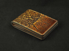 Handmade Leather Tooled Xiuhpohualli Calendar License Wallet Mens Card billfold Wallet Cool Leather Wallet Slim Wallet for Men - imessengerbags
