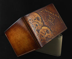 Handmade Leather Tooled Metallica Mens billfold Wallet Cool Leather Wallet Slim Wallet for Men - imessengerbags