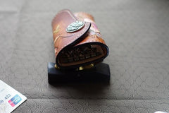 Handmade Leather Tooled Lily Flower Biker Mens Cool Car Key Wallet KeyChain for Men - imessengerbags