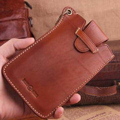 Genuine Leather Mens Cool Phone Key Wallet Card Slim Wallet Key Holder Car Key Case for Men - imessengerbags