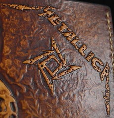 Handmade Leather Tooled Metallica Mens billfold Wallet Cool Leather Wallet Slim Wallet for Men - imessengerbags