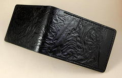 Handmade Leather Tooled Predator License Wallet Mens Card billfold Wallet Cool Leather Wallet Slim Wallet for Men - imessengerbags