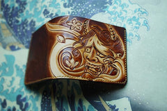 Handmade Leather Prajna Tooled Mens billfold Wallet Cool Slim Wallet Biker Wallet for Men