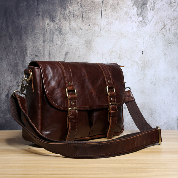 Genuine Leather Mens Cool Messenger Bag Chest Bag Bike Bag Cycling Bag for men - imessengerbags