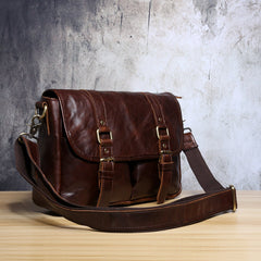 Genuine Leather Mens Cool Messenger Bag Chest Bag Bike Bag Cycling Bag for men - imessengerbags