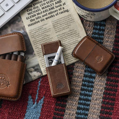 Cool Mens Green Leather Portable Ashtray Travel Ashtray Pocket Ashtray Lighter for Men