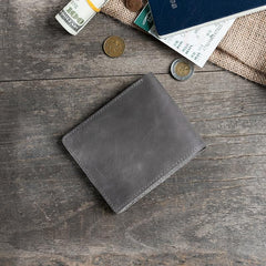Handmade Leather Mens Cool Slim Leather Wallet Men Small Wallets Bifold for Men - imessengerbags