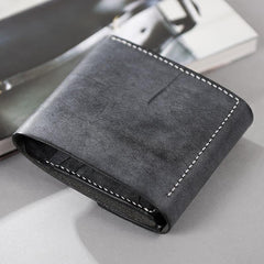 Handmade Leather Mens Cool Slim Leather Wallet Men Small Wallets Trifold for Men - imessengerbags