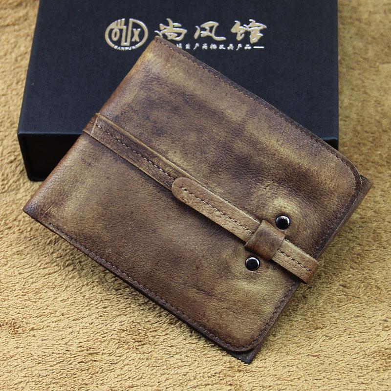 Handmade Mens Cool billfold Leather Wallet Men Small Slim Wallets Bifold for Men - imessengerbags