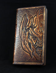 Handmade Leather Tooled Transformers Megatron Mens Long Wallet Cool Leather Wallet Clutch Wallet for Men - imessengerbags