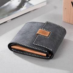 Handmade Leather Mens Cool Slim Leather Wallet Men Small Wallets Trifold for Men - imessengerbags