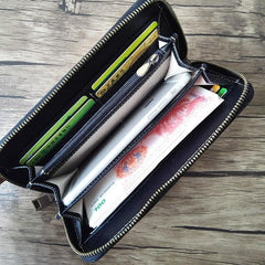 Handmade Leather Ganesha Tooled Mens Long Wallet Cool Leather Wallet Clutch Wallet for Men - imessengerbags