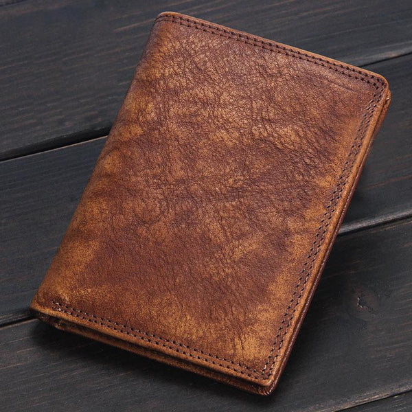 Handmade Mens Cool billfold Leather Wallet Men Small Slim Wallets Bifold for Men - imessengerbags